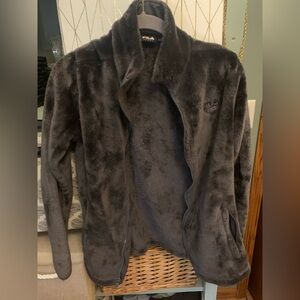 Women’s Fila Gray Fuzzy Zip up Jacket size s small
